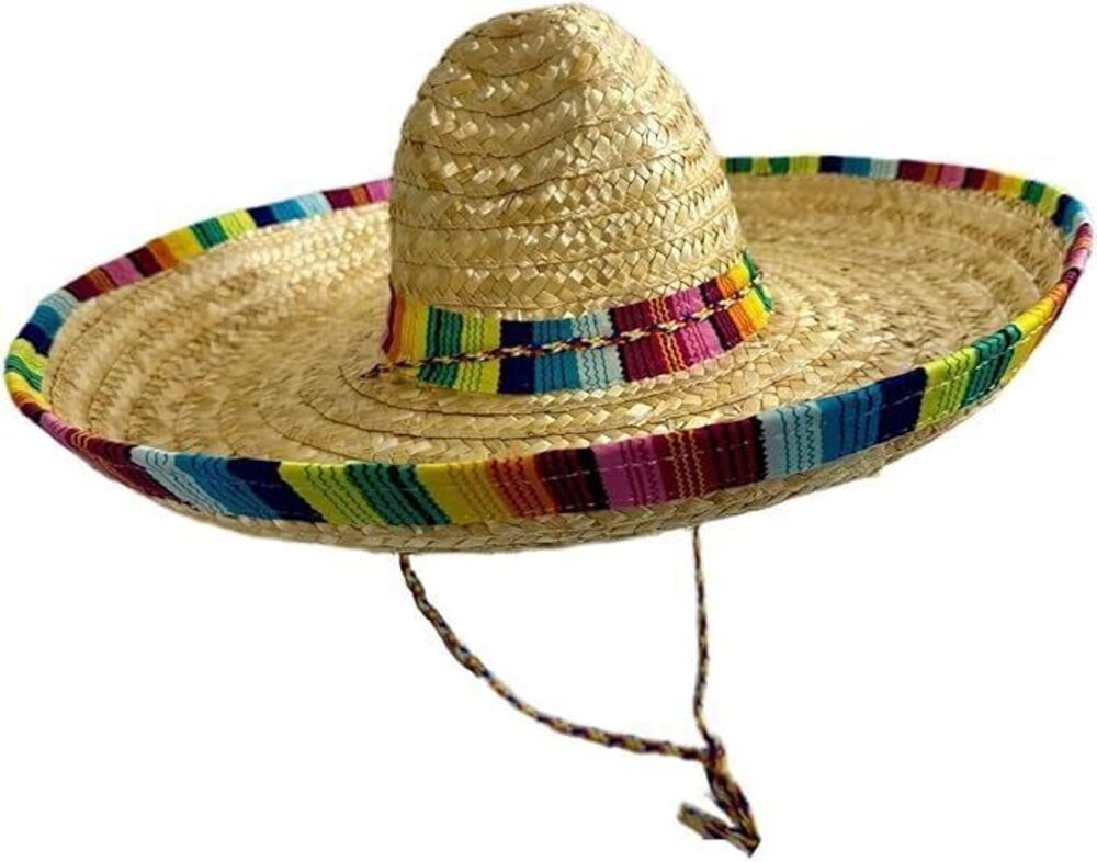 4893 Straw Sombrero Hat 19" Wide, Adult Unisex Mexican-Style Fiesta Hat